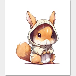 Cartoon Squirrel Wearing Hoodie Posters and Art